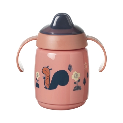 Неразливаща се чаша с мек накрайник с дръжки Tommee Tippee - Superstar, Bacshield, Розова, 300 ml, 6 m+
