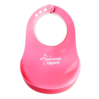 Силиконов лигавник с джоб Tommee Tippee - Essentials Comfi Neck Bib, Розов, 6 m+