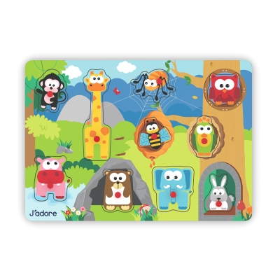 Дървен пъзел J′adore - Животни, 11 части