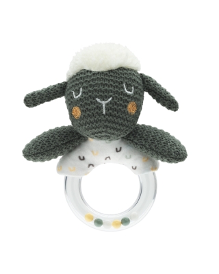 Бебешка плюшена дрънкалка с ринг Kikkaboo - Sleepy Sheep, Зелена