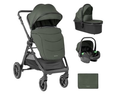 Комбинирана количка 3 в 1 с кош за новородено Kikkaboo – Ava, Army Green