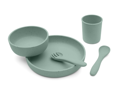 Сет за хранене Kikkaboo - Platinum Silicone, Sage, 5 части