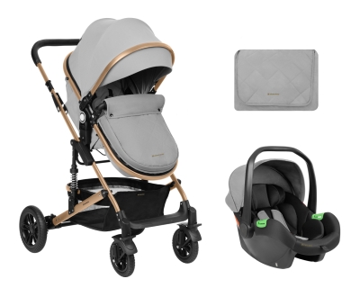 Комбинирана бебешка количка 3 в 1 Kikkaboo - Amaia, Light Grey