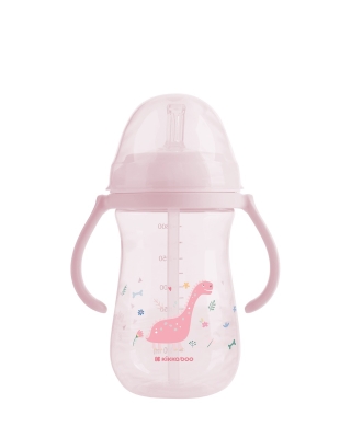 Чаша със силиконовa сламка Kikkaboo - Dino World, 300 ml, Pink