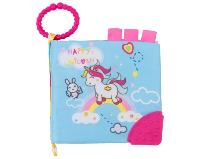 Текстилна книжка с чесалка Kikkaboo - Happy Unicorn