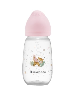 Бебешко шише с широко гърло Kikkaboo Clouds - Savanna, 310 ml, Pink