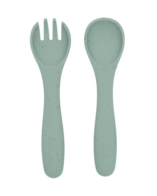 Комплект вилица и лъжица Kikkaboo - Platinum Silicone, Sage