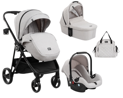 Комбинирана количка 3 в 1 с кош за новородено Kikkaboo – Gianni, Grey