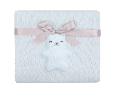 Плетено памучно одеяло Kikkaboo - Bear with me, Blue