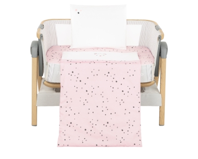 Бебешки спален комплект за мини кошара Kikkaboo - Bear with me, Pink, 3 части