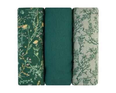 Муселинови пелени Kikkaboo - Secret Garden, 75 х 75 сm, Green, 3 броя
