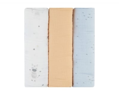 Муселинови пелени Kikkaboo - 100 х 100 cm, Stripy Friends, 3 броя