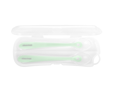 Комплект силиконови лъжички в кутия Kikkaboo - Mint, 2 броя