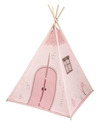 Дървена палатка за игра Kikkaboo - С мека подложка , Pink House