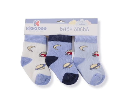 Бебешки памучни термо чорапи Kikkaboo - Sky blue, 6-12 m