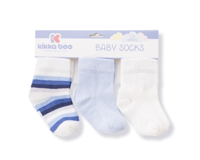 Бебешки чорапи Kikkaboo - Stipes, White, 1-2 г