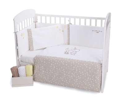 Бебешки спален комплект с бродерия Kikkaboo - Little Dreamer Stars, 70 х 140, 6 части