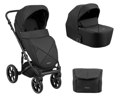 Детска комбинирана количка 2 в 1 с твърд кош Kikkaboo - Amani, Black