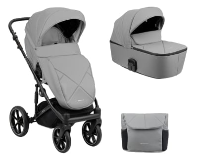 Детска комбинирана количка 2 в 1 с твърд кош Kikkaboo - Amani, Grey