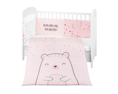Бебешки спален комплект 2 части Kikkaboo - 70 x 140 cm, Bear with me, Pink