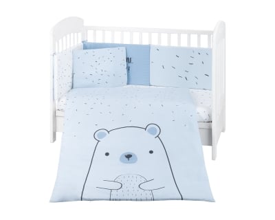 Бебешки спален комплект Kikkaboo - 60 x 120 cm, 6 части, Bear with me, Blue