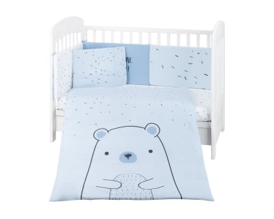 Бебешки спален комплект Kikkaboo - 70 x 140 cm, 6 части, Bear with me, Blue