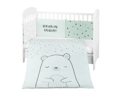 Бебешки спален комплект 2 части Kikkaboo - 70 x 140 cm, Bear with me, Mint