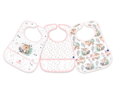 Непромокаем хавлиен лигавник с джоб Kikkaboo - Savanna, Pink, 3 броя