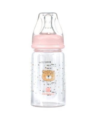 Бебешко стъклено шише Kikkaboo - Savanna, 120 ml, Pink