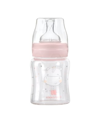 Бебешко стъклено шише Kikkaboo - Hippo Dreams, 120 ml, Pink