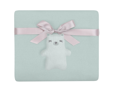 Плетено памучно одеяло Kikkaboo - Bear with me, Mint