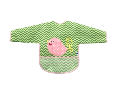 Непромокаем лигавник с ръкави и джоб Kikkaboo - Bird, Green