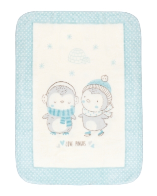 Супер меко бебешко одеяло Kikkaboo - Love Pingus, 110 х 140 сm, Синьо