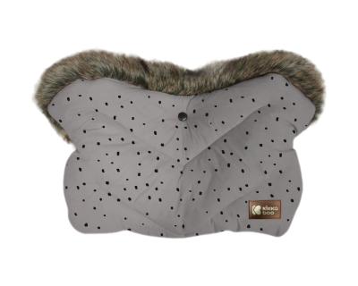 Ръкавица за количка Kikkaboo - Luxury, Fur Dots Grey