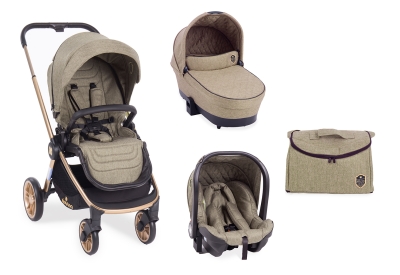 Комбинирана количка 3 в 1 KikkaBoo - Vicenza Luxury, Beige, golden frame