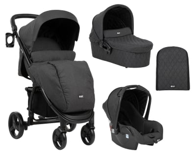 Комбинирана количка 3 в 1 KikkaBoo - Madrid, Black Melange