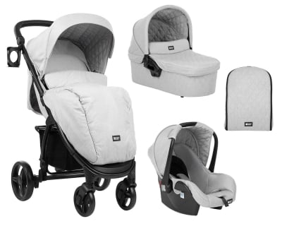 Комбинирана количка 3 в 1 KikkaBoo - Madrid, Light Grey Melange