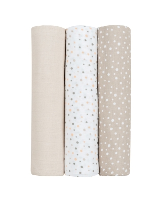 Муселинови пелени Kikkaboo - 100 х 100 cm, Dots Beige, 3 броя