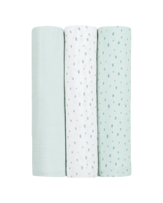 Муселинови пелени Kikkaboo - 80 х 80 cm, Dots Blue, 3 броя  