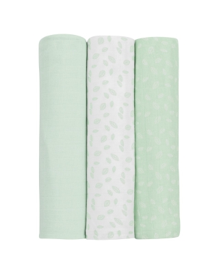 Муселинови пелени Kikkaboo - 100 х 100 cm, Leaves Mint, 3 броя