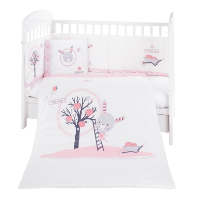 Бебешки спален комплект 6 части Kikkaboo - 70 x 140 cm, Pink Bunny