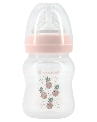 Бебешко шише с широко гърло Kikkaboo - Pineapple, Pink, 160 ml