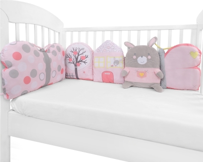 Комплект плюшени възглавници за кошара Kikkaboo - Bunny, Pink
