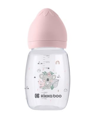 Бебешко шише с широко гърло KikkaBoo Clouds - Savanna, 260 ml, Pink