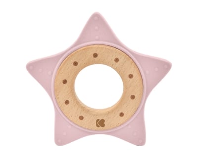 Чесалка-гризалка дърво-силикон Kikkaboo - Star Pink