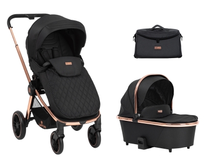 Комбинирана детска количка 2 в 1 KikkaBoo - Vicenza Premium, Black