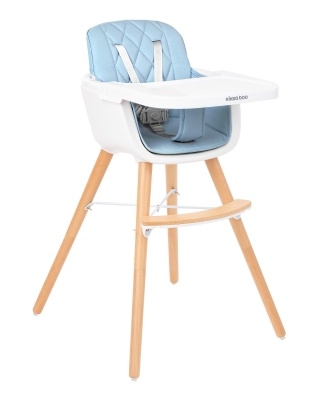 Дървено столче за хранене 2в1 KikkaBoo - Woody, Blue