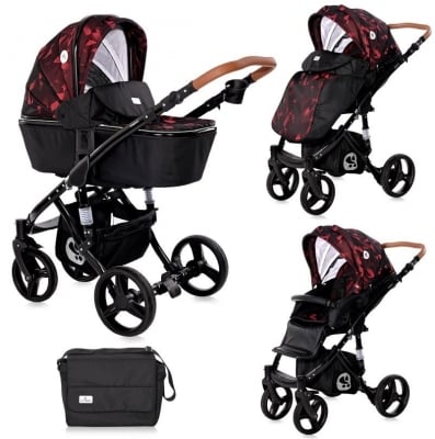 Комбинирана количка 2в1 Lorelli - Rimini, Ruby Red & Black