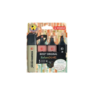 Текст маркери Stabilo - Boss Original, Arty Nature colors, 4 броя