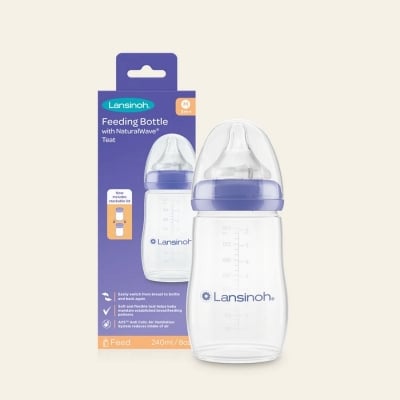 Шише с биберон Lansinoh - NaturalWave, 240 ml, 3м+